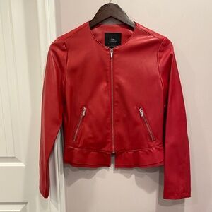 Zara Women RED Leather Jacket - Small